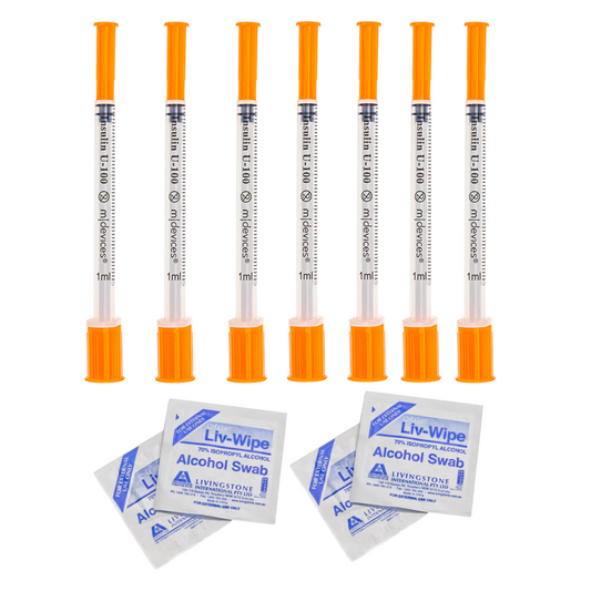 Insulin Syringes (10 pack) + Alcohol Swabs